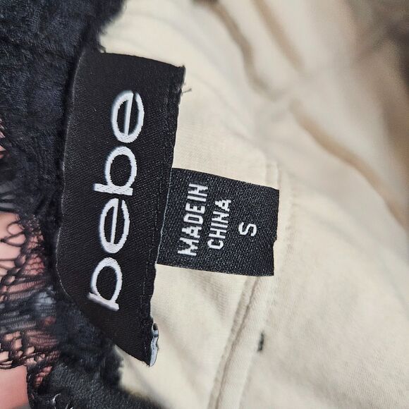 bebe Corset Dress Black Lace over Beige Mini Party Dress Women's SZ S Coctail - Picture 3 of 9